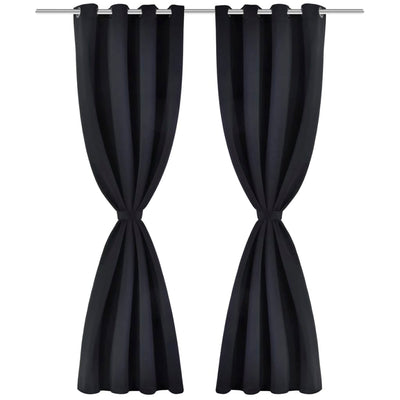 2 pcs Black Blackout Curtains with Metal Rings 135 x 245 cm Payday Deals