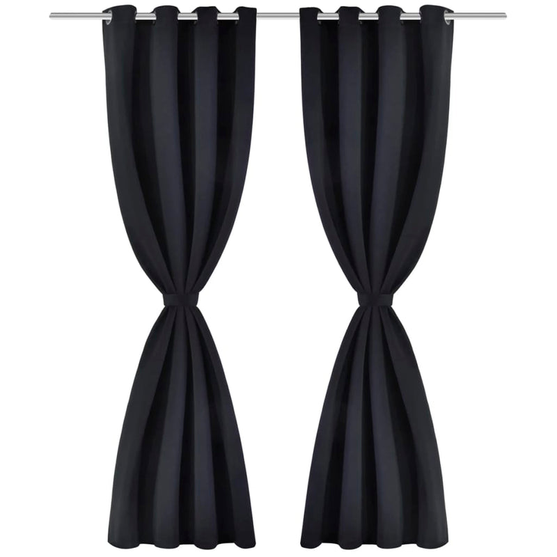 2 pcs Black Blackout Curtains with Metal Rings 135 x 245 cm Payday Deals