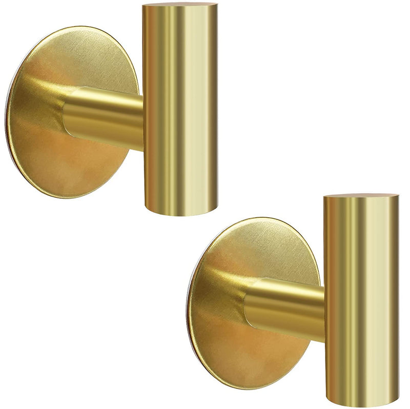 2 Pcs Wall Mount Self Adhesive Bathroom Towel Hooks Holder Cloth Hanger Hook Door Hanger Gold Payday Deals