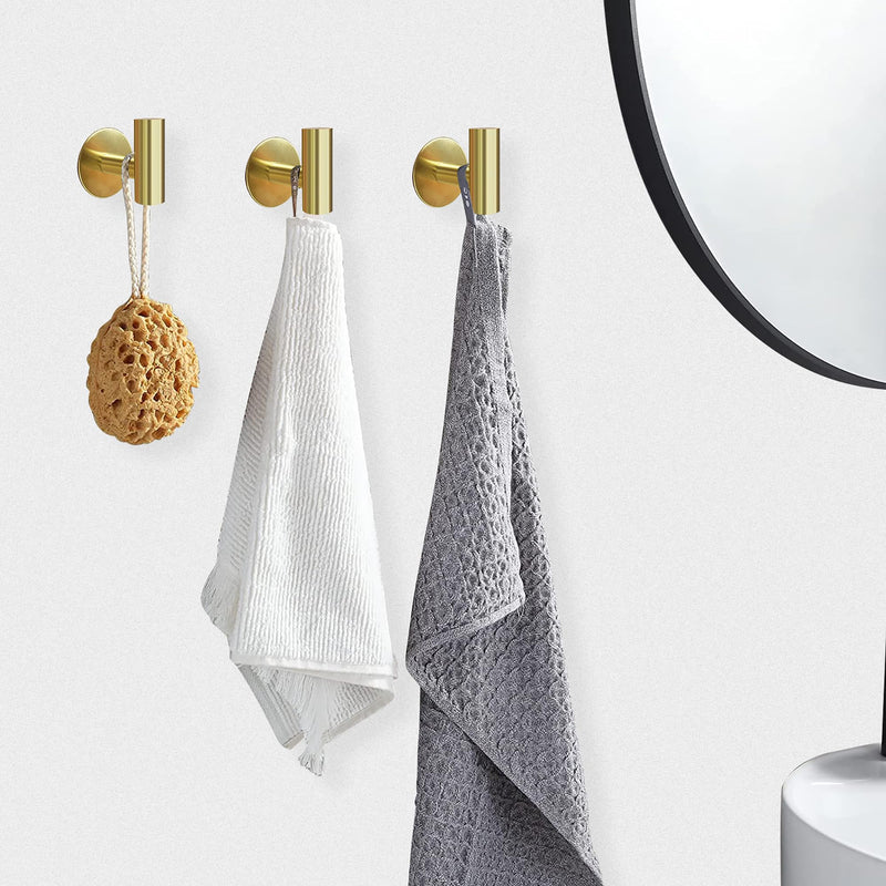 2 Pcs Wall Mount Self Adhesive Bathroom Towel Hooks Holder Cloth Hanger Hook Door Hanger Gold Payday Deals