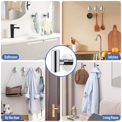 2 Pcs Wall Mount Self Adhesive Bathroom Towel Hooks Holder Cloth Hanger Hook Door Hanger Poliched Chrome Payday Deals