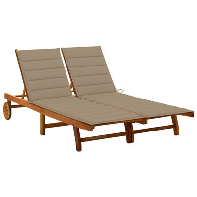 2-Person Garden Sun Lounger with Cushions Solid Acacia Wood Payday Deals
