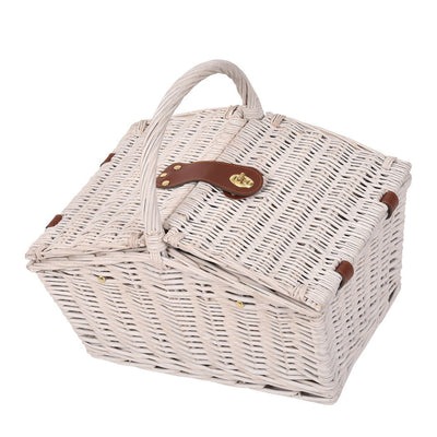 2 Person Picnic Basket Baskets Set Outdoor Blanket Deluxe Wicker Gift Storage Payday Deals