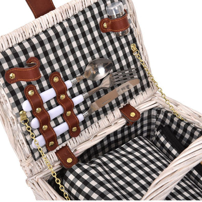 2 Person Picnic Basket Baskets Set Outdoor Blanket Deluxe Wicker Gift Storage Payday Deals