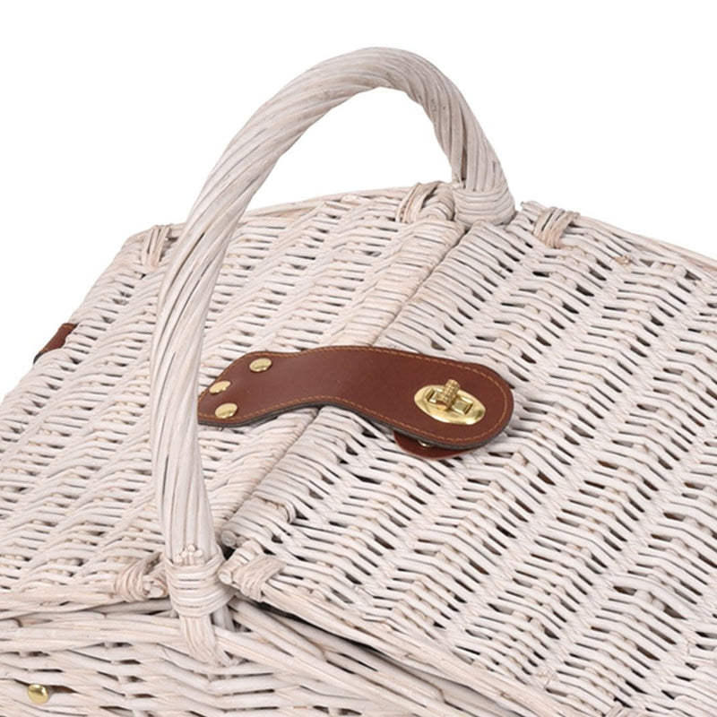 2 Person Picnic Basket Baskets Set Outdoor Blanket Deluxe Wicker Gift Storage Payday Deals