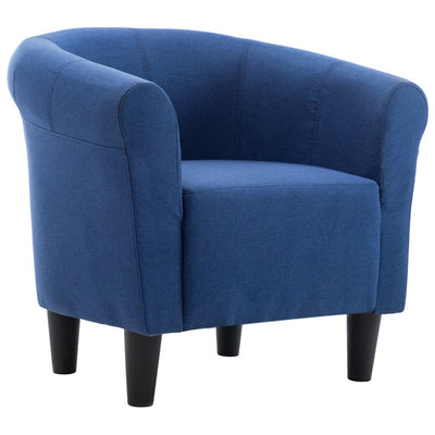 2 Piece Armchair and Stool Set Blue Fabric Payday Deals