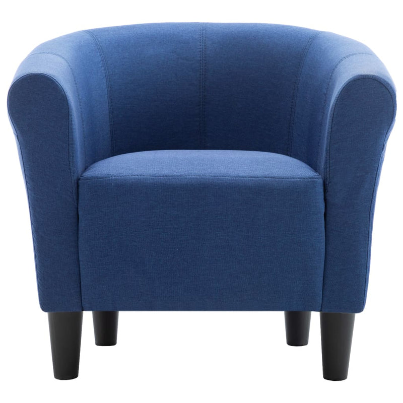 2 Piece Armchair and Stool Set Blue Fabric Payday Deals