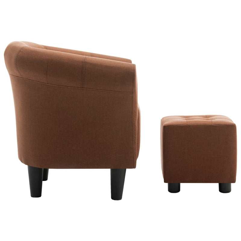 2 Piece Armchair and Stool Set Brown Fabric Payday Deals