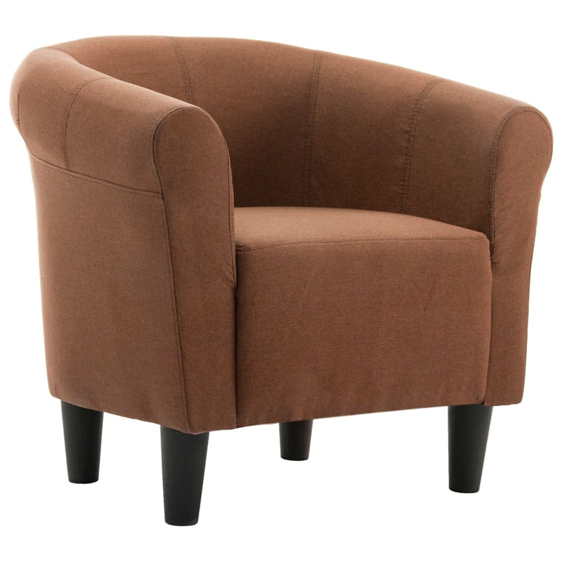 2 Piece Armchair and Stool Set Brown Fabric Payday Deals