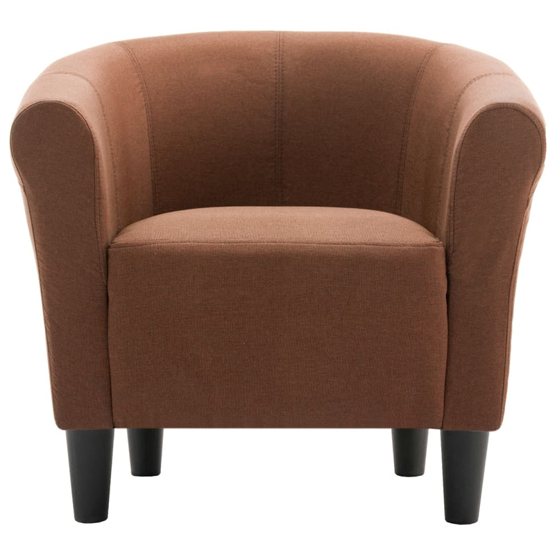 2 Piece Armchair and Stool Set Brown Fabric Payday Deals