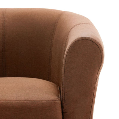 2 Piece Armchair and Stool Set Brown Fabric Payday Deals