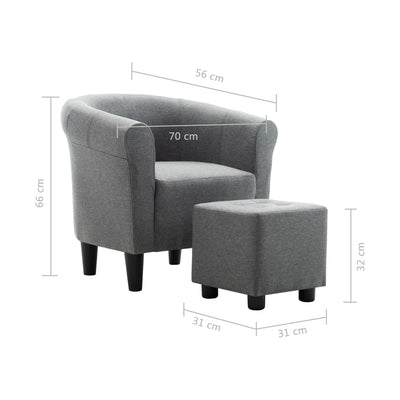 2 Piece Armchair and Stool Set Light Grey Fabric Payday Deals