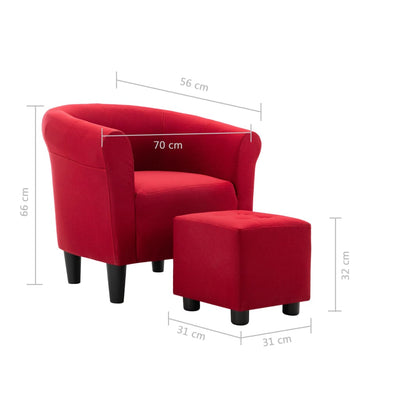 2 Piece Armchair and Stool Set Wine Red Fabric Payday Deals