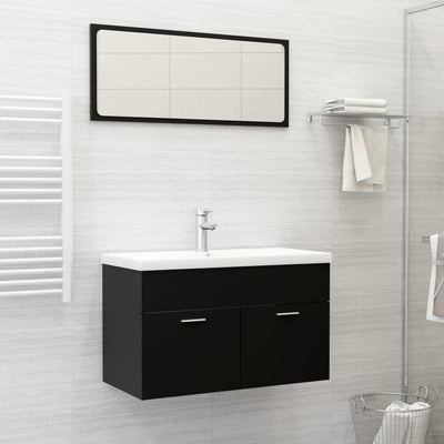 2 Piece Bathroom Furniture Set Black Chipboard Payday Deals