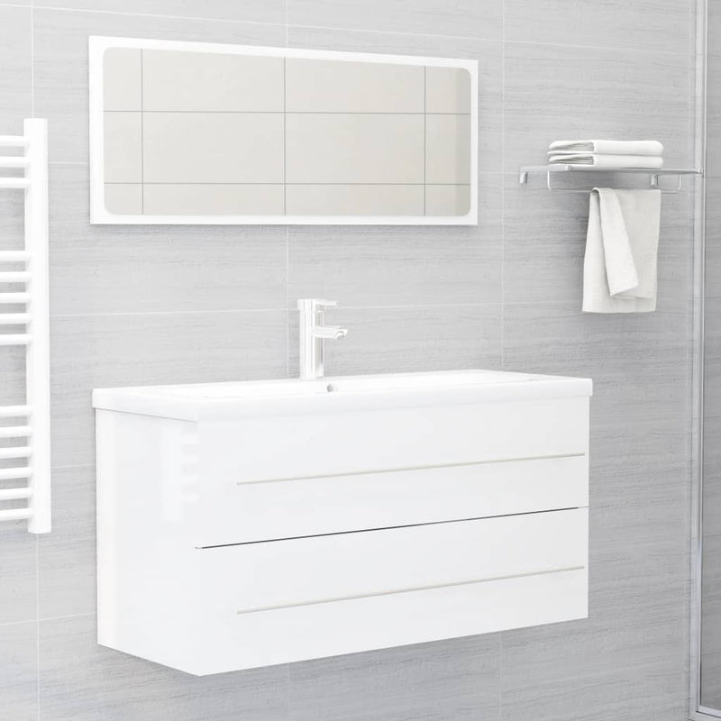 2 Piece Bathroom Furniture Set High Gloss White Chipboard Payday Deals