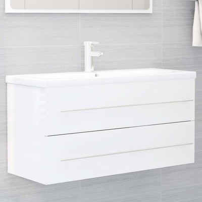 2 Piece Bathroom Furniture Set High Gloss White Chipboard Payday Deals