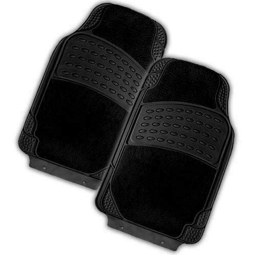 COLOSSUS 2-Piece Car Mat - BLACK [Rubber/Carpet] Payday Deals