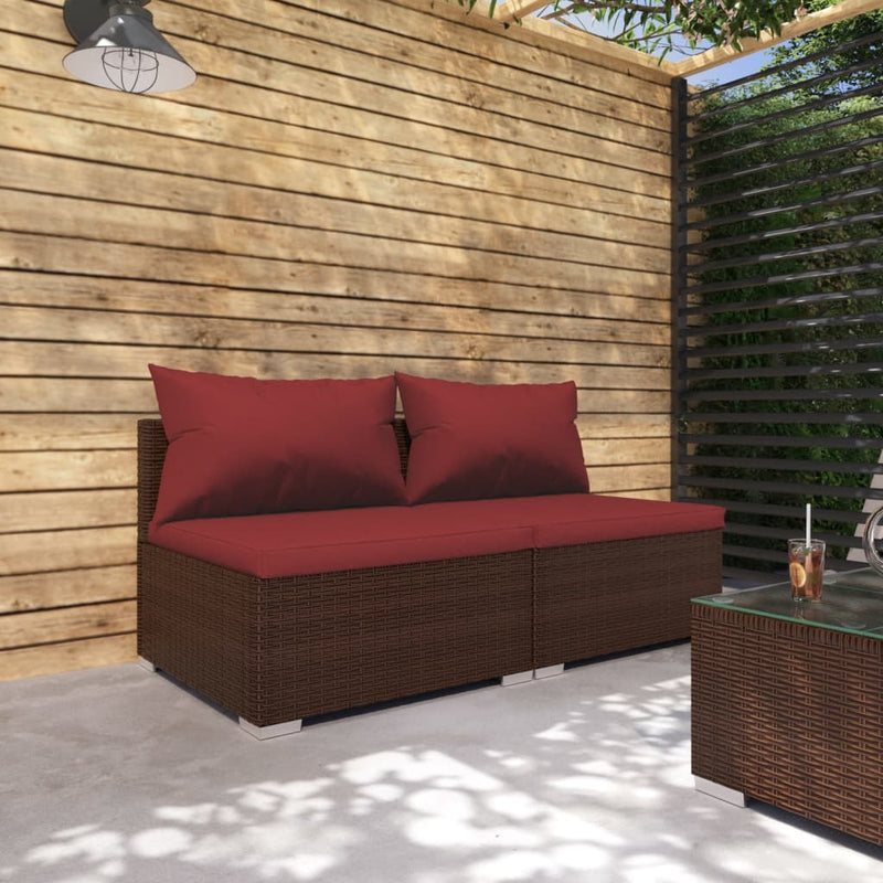 2 Piece Garden Lounge Set with Cushions Poly Rattan Brown Payday Deals