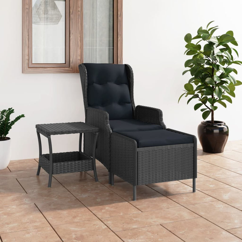 2 Piece Garden Lounge Set with Cushions Poly Rattan Dark Grey Payday Deals