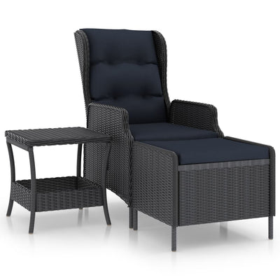 2 Piece Garden Lounge Set with Cushions Poly Rattan Dark Grey Payday Deals