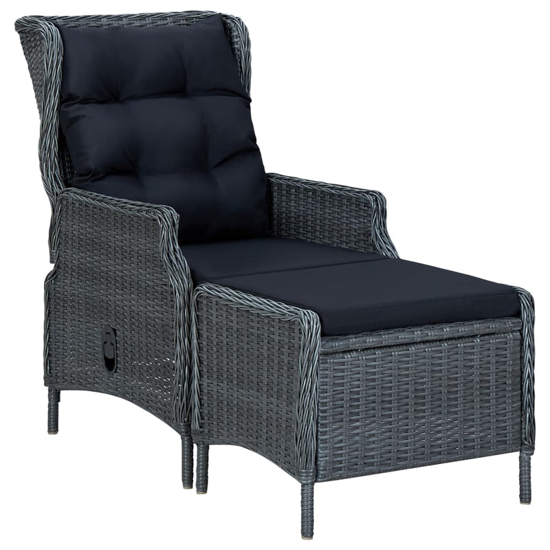 2 Piece Garden Lounge Set with Cushions Poly Rattan Dark Grey Payday Deals