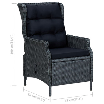 2 Piece Garden Lounge Set with Cushions Poly Rattan Dark Grey Payday Deals