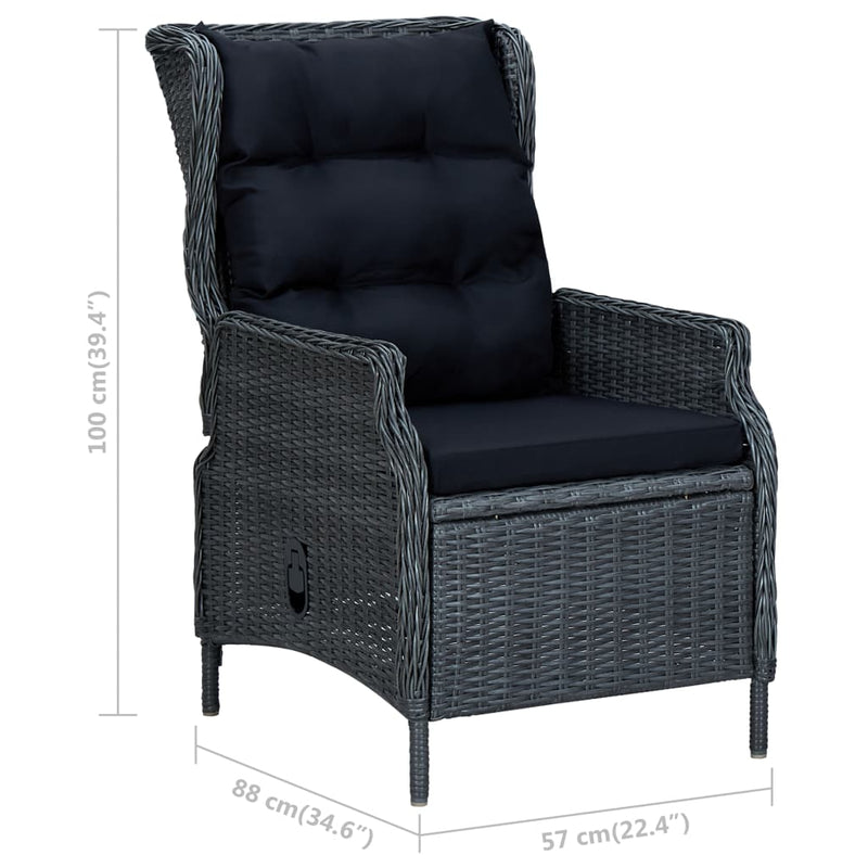 2 Piece Garden Lounge Set with Cushions Poly Rattan Dark Grey Payday Deals