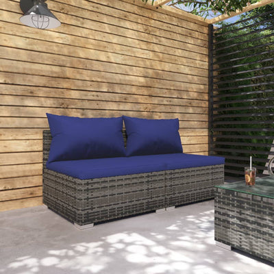 2 Piece Garden Lounge Set with Cushions Poly Rattan Grey Payday Deals