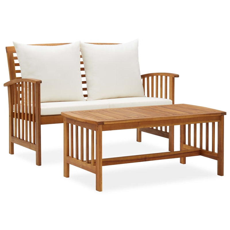 2 Piece Garden Lounge Set with Cushions Solid Acacia Wood Payday Deals