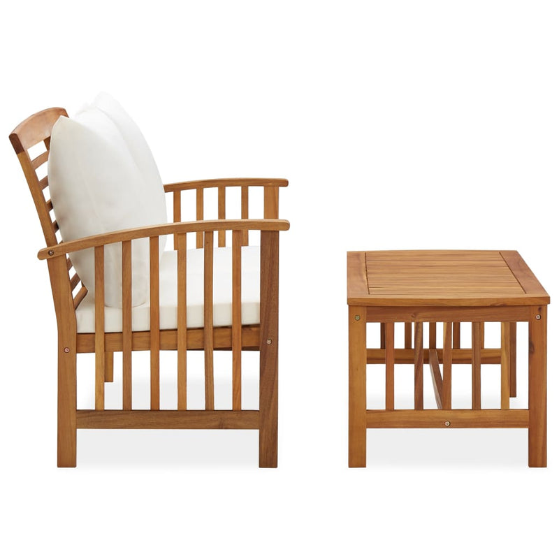 2 Piece Garden Lounge Set with Cushions Solid Acacia Wood Payday Deals