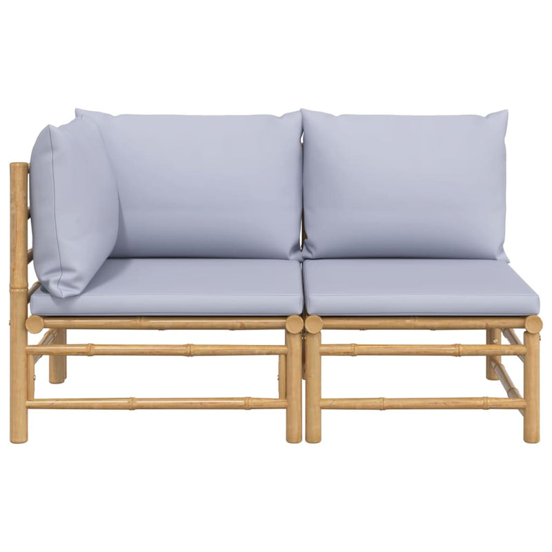 2 Piece Garden Lounge Set with Light Grey Cushions Bamboo Payday Deals