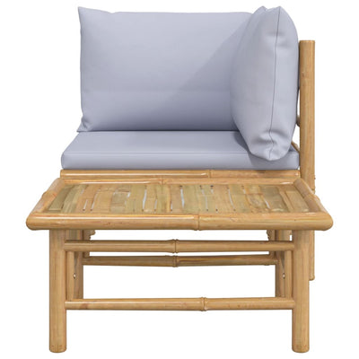 2 Piece Garden Lounge Set with Light Grey Cushions Bamboo Payday Deals