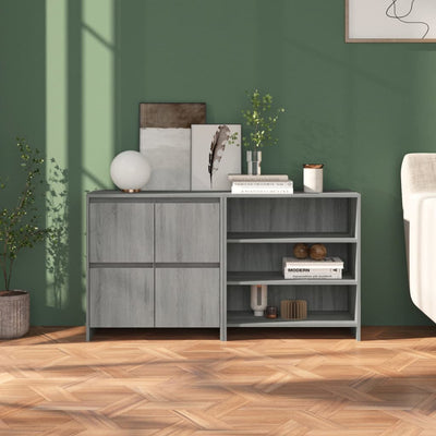 2 Piece Sideboard Grey Sonoma Engineered Wood