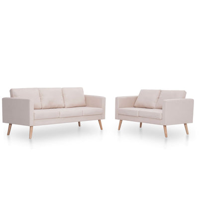 2 Piece Sofa Set Fabric Cream Payday Deals