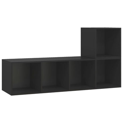 2 Piece TV Cabinet Set Black Engineered Wood Payday Deals