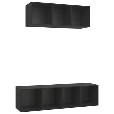 2 Piece TV Cabinet Set Black Engineered Wood Payday Deals