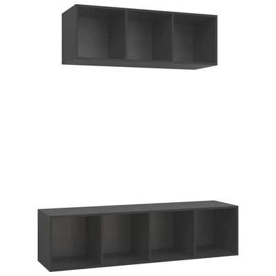 2 Piece TV Cabinet Set Grey Engineered Wood Payday Deals