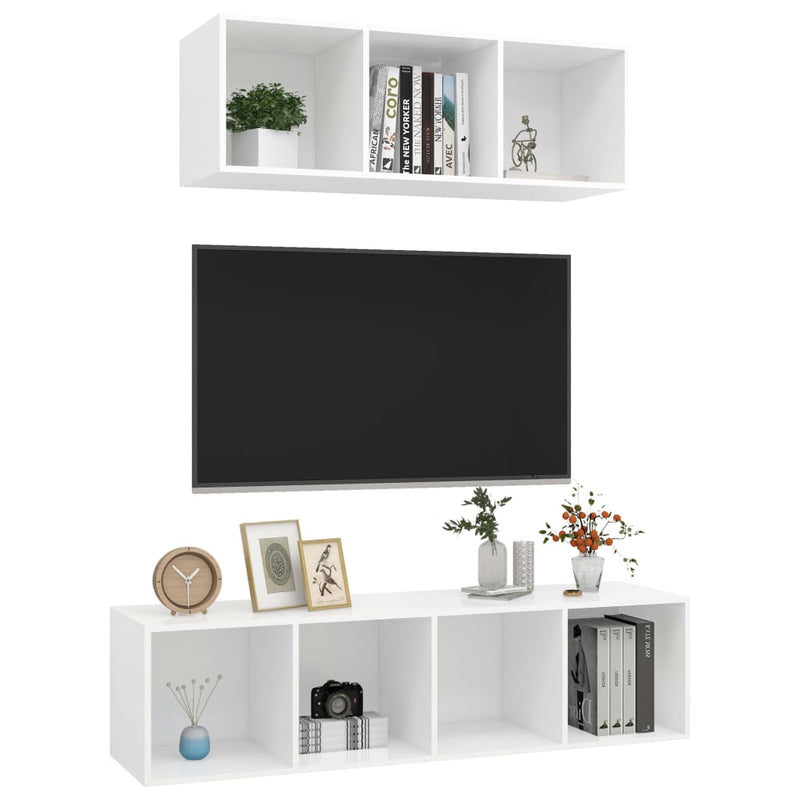 2 Piece TV Cabinet Set White Engineered Wood Payday Deals