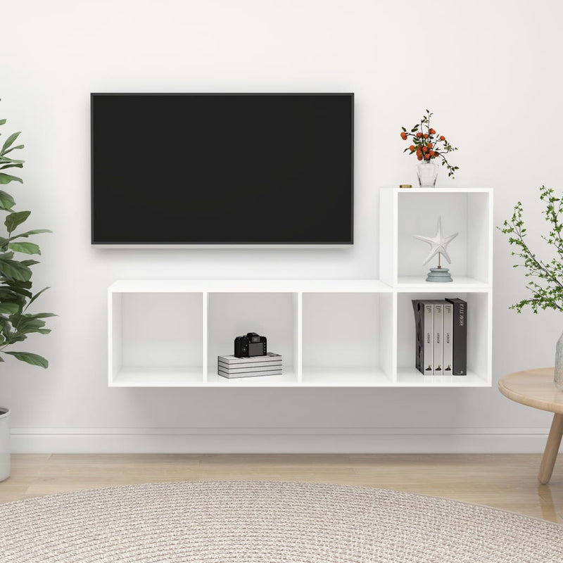 2 Piece TV Cabinet Set White Engineered Wood Payday Deals