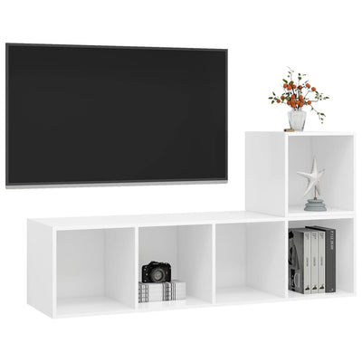 2 Piece TV Cabinet Set White Engineered Wood Payday Deals