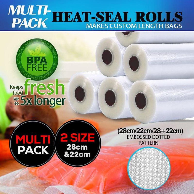 2 Rolls Vacuum Food Sealer Seal Bags Rolls Saver Storage Commercial Grade 22cm Payday Deals