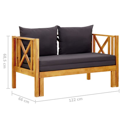 2-Seater Garden Bench with Cushions 122 cm Solid Acacia Wood Payday Deals