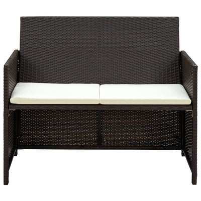 2 Seater Garden Sofa with Cushions Brown Poly Rattan Payday Deals