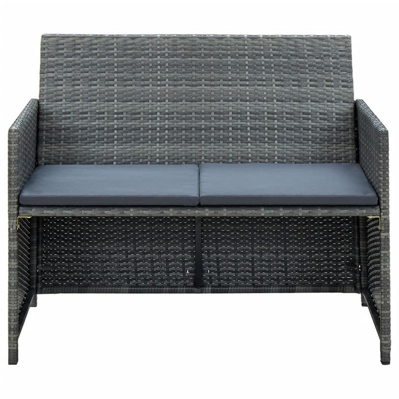 2 Seater Garden Sofa with Cushions Grey Poly Rattan Payday Deals