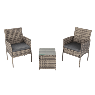 2 Seater PE Rattan Outdoor Furniture Chat Set- Mixed Grey Payday Deals