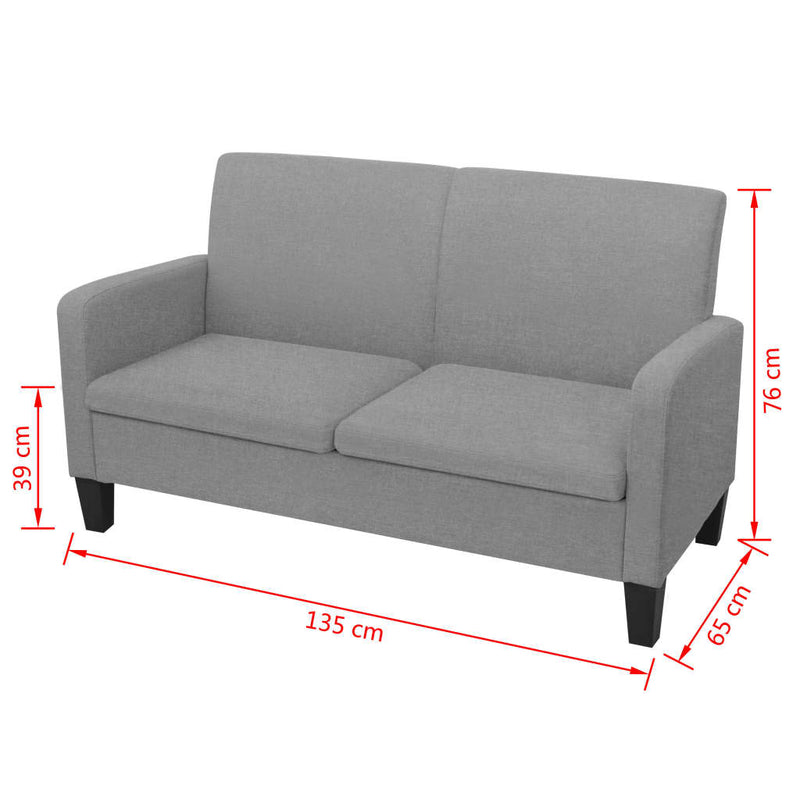 2-Seater Sofa 135x65x76 cm Light Grey Payday Deals