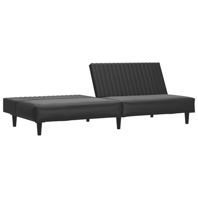 2-Seater Sofa Bed Black Faux Leather Payday Deals