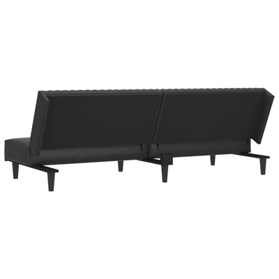 2-Seater Sofa Bed Black Faux Leather Payday Deals