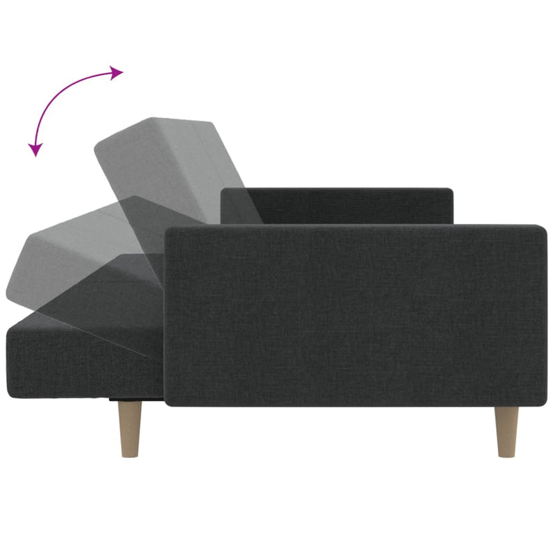 2-Seater Sofa Bed Dark Grey Fabric Payday Deals