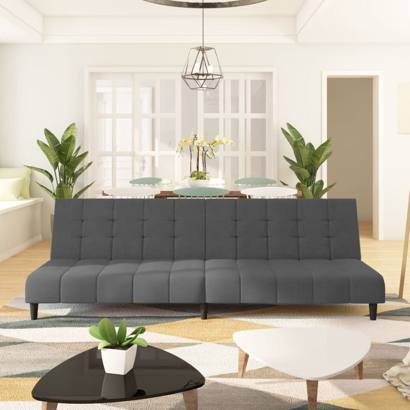 2-Seater Sofa Bed Dark Grey Velvet Payday Deals